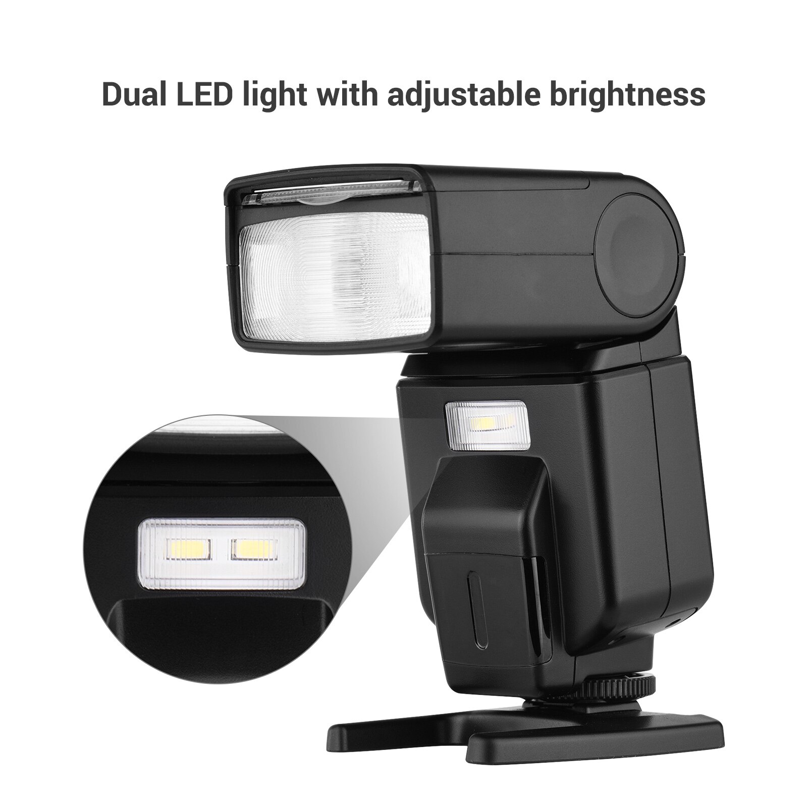 Andoer Flash Speedlite GN40 LED Fill Light On-camera Flash With Bracket Replacement for Canon Nikon Olympus Pentax DSLR Cameras