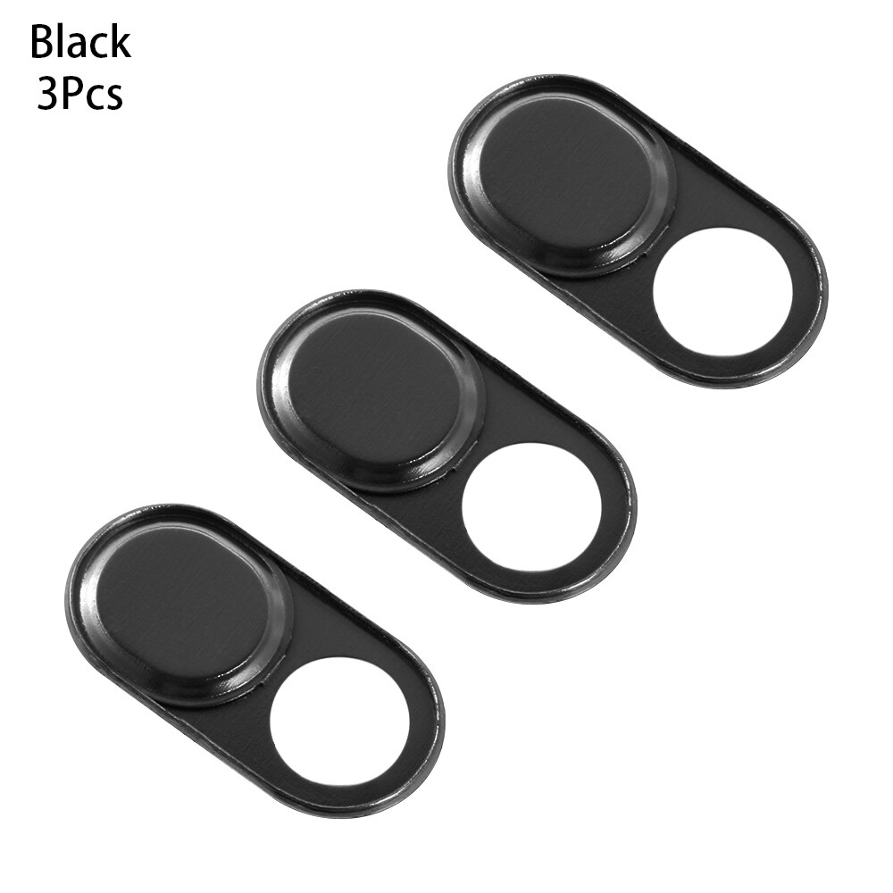 1/3 Stuks Universele Metalen Webcam Cover Camera Slider Sluiter Privacy Beschermen Sticker Voor Laptop Tablet Telefoon Ultra Dunne sluiter: 3PC Black