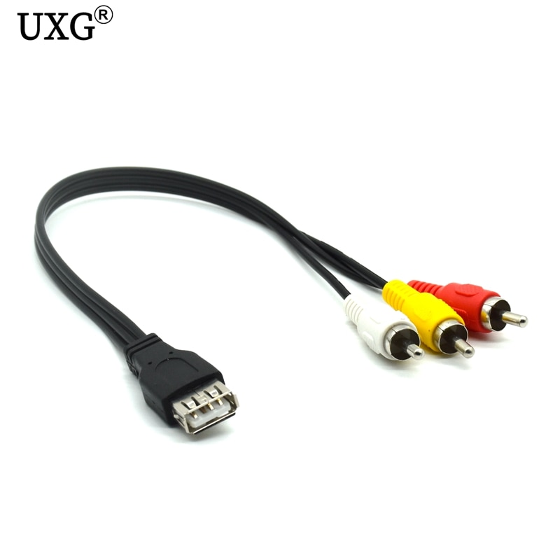 Adaptador USB macho a 3 RCA hembra, convertidor de Audio, Cable de vídeo AV A/V, Cable USB a RCA para HDTV, TV, Cable de televisión, 1 ud.
