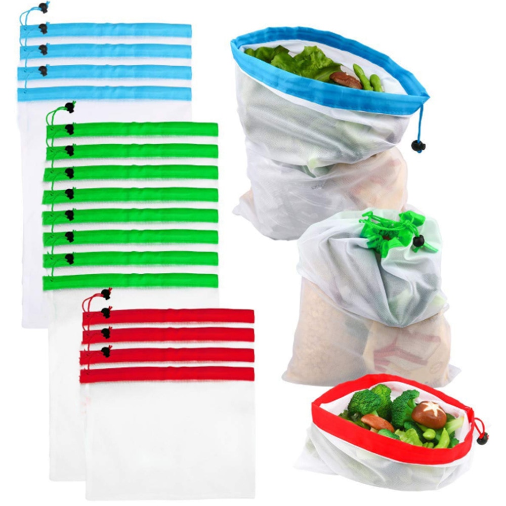 1 Pcs Herbruikbare Mesh Produceren Bags Wasbare Eco Vriendelijke Tassen Voor Boodschappen Opslag Fruit Groente Speelgoed Diversen
