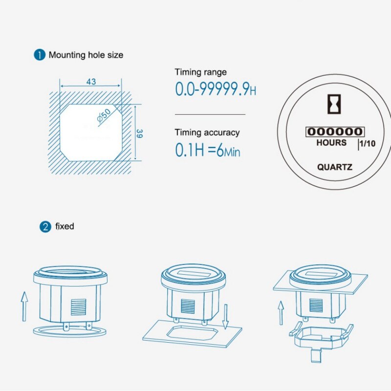 NewRound Hour Meter Snap in Quartz Hour Meter Mechanical Timer for Boat Auto ATV UTV Snowmobile Lawn Mower Tractors Vehicle Cars