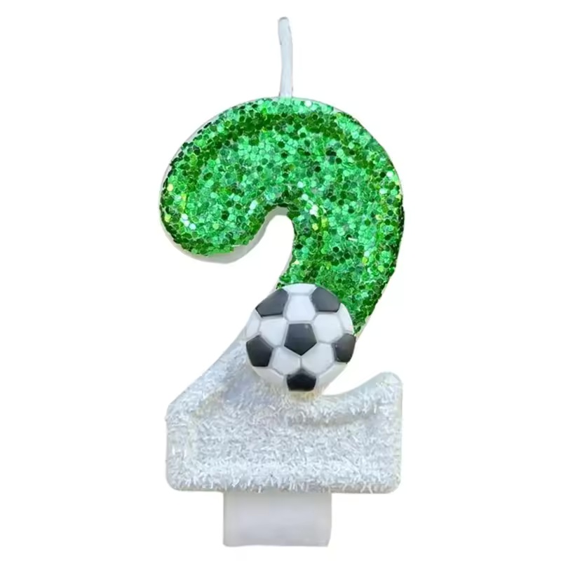 0-9 nummer verjaardagskaarsen originele twee kleuren geleidelijke verandering voetbalstijl verjaardagstaart digitale feestkaarsen decoratie: Fluorescentie Geel