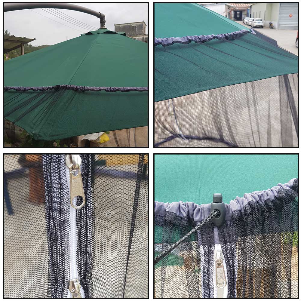Screen Double Zipper Polyester Mesh Universal Courtyard Cover Cantilever Lawn Table Umbrella Mosquito Net Outdoor Patio Hanging