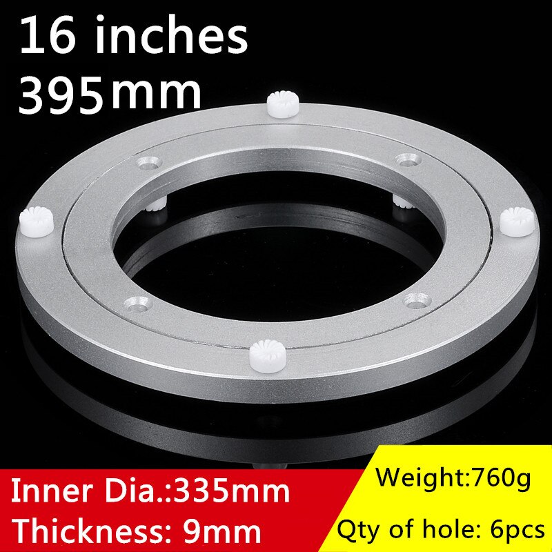 6 størrelser rund form plate plate plate glatt svingplate roterende bord aluminiumslegering roterende lager lat susan plate: 16 tommer