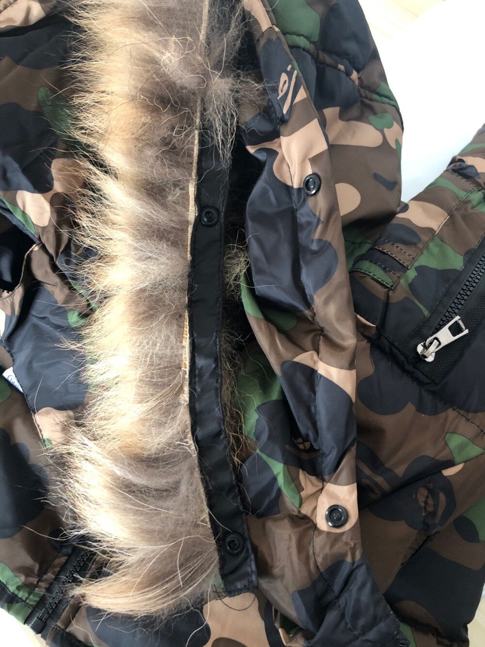 Warm Thickening Winter Fur Collar Camouflage Long Child Coat Children Outerwear Windproof Baby Boys Girls Jackets 3-12 Years Old