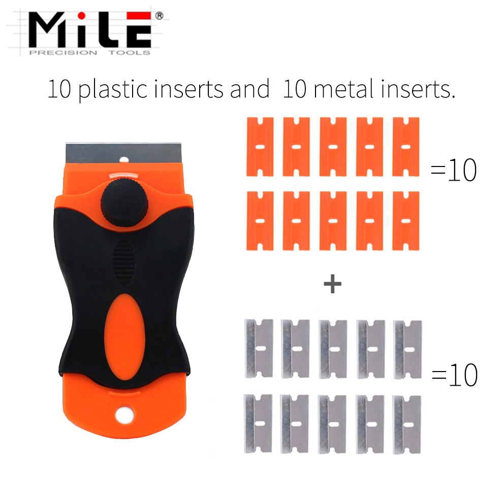 MILE Window Ceramic Glass Oven Razor Scraper 1.5" Blade Plastic Handle Automotive Film Sticker Tool Cleaning Knife 20PCS Blade