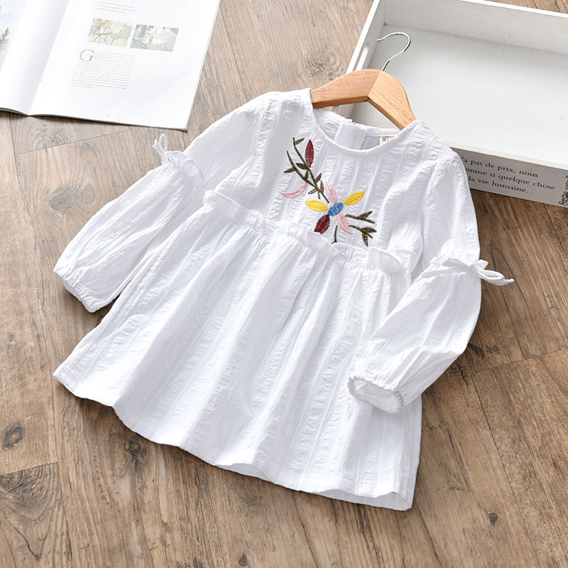 Blusas y camisas para niños y niñas, Tops con bordado Floral, camisas informales de manga larga para otoño, T01