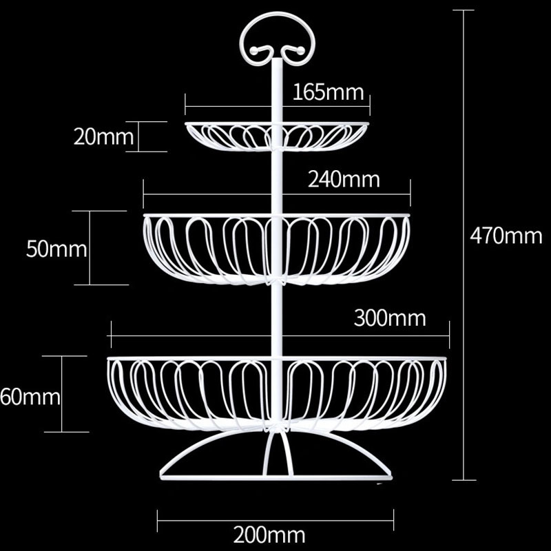 Panier à fruits à 3 niveaux rangement en fer plat à fruits cuisine maison bol détachable support à gâteaux en métal organisateur de desserts décoratifs