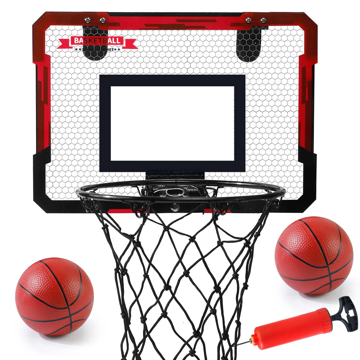Indoor Kids Basketball Hoop, Dunkable Mini Basketball Hoop Over-the-Door, Teen Toy, Halloween/Christmas/Thanksgiving: Red