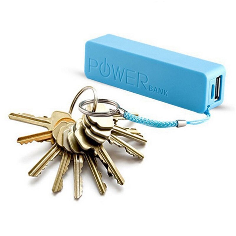 Powerbank med nøglering usb bærbar 2600 mah ekstern power bank case pakkeboks 18650 batterioplader intet batteri