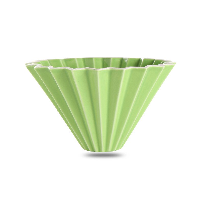 Espresso Ceramic Coffee Filter Cup Ceramic Pour Over Coffee Maker with Wood Stand V60 Funnel Dripper Coffee Accessories 1-2 Cup: Green