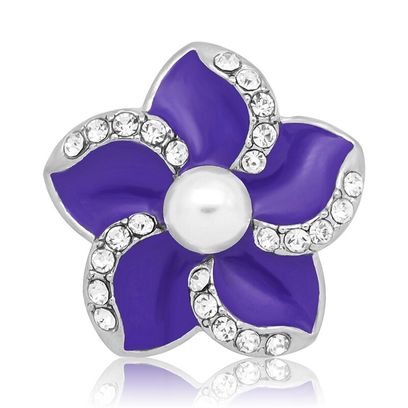 KZ1377 Beauty Crystal Kleurrijke Parel Bloemen 25Mm Snap Knoppen Fit Snap Sieraden: purple