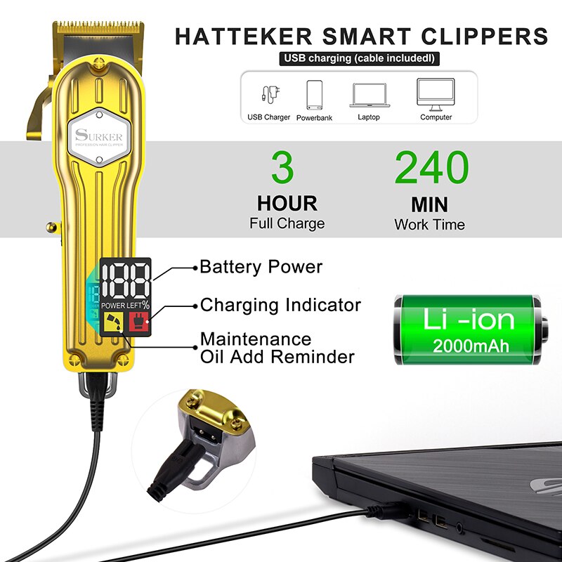 Hairdressing hair clipper full metal powerful beard hair trimmer for men hair cutter machine haircut adjustable