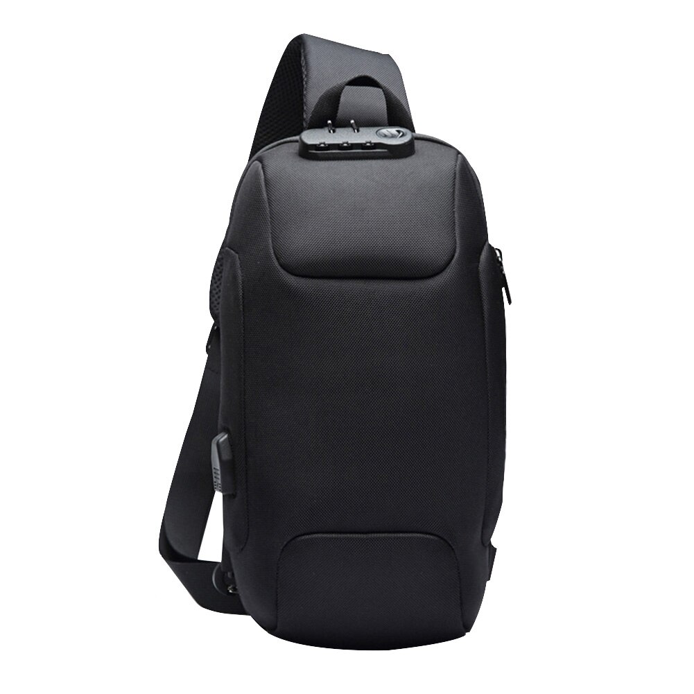 Travel Outdoor Lightweight Adjustable Strap Multifunction Oxford Cloth Crossbody One Shoulder Code Lock Anti Theft Men Chest Bag: Black