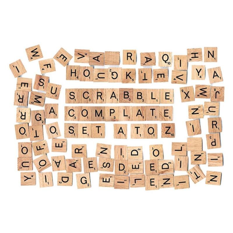 10pcs/set Wooden Scrabble Letter Tiles Game English Words Wooden Letters Alphabet Tiles Black Scrabble Toy Kids Christmas