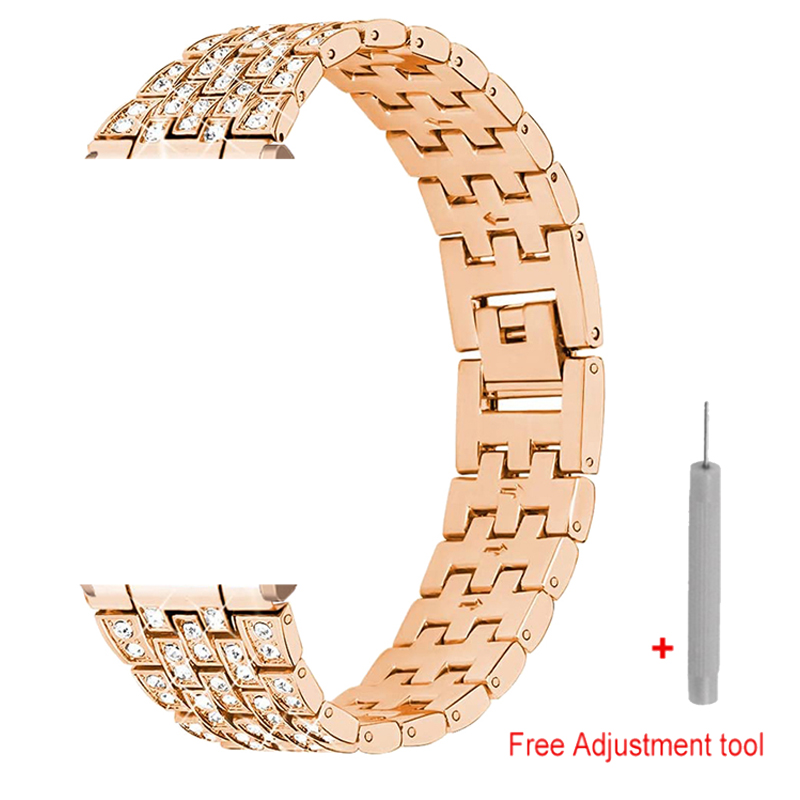 Diamanten band voor Huawei Watch GT 4 41 mm riem voor Mibro T1/GS band Garmin Venu 3S/2S Vivoactive 4S armband 18 mm metalen band: xxxxl / ZAND ROZE