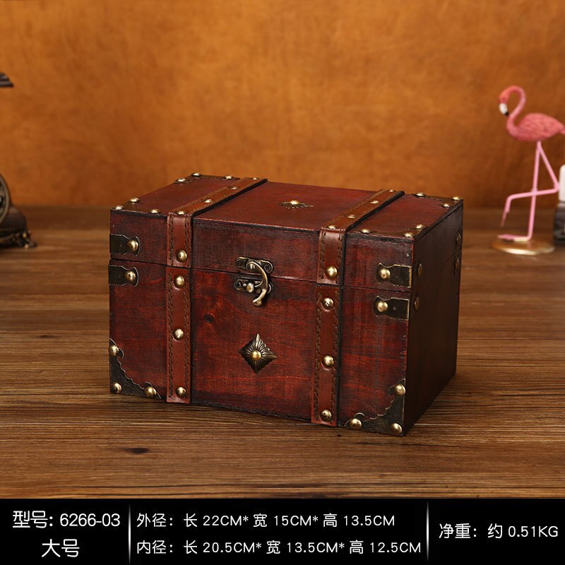 European Retro Wooden Storage Box Square Jewelry Planner Box Props Storage Crafts Desk Accessories Organizer Storage Stationery: Large