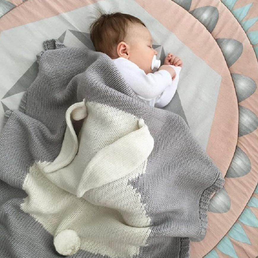 Liligirl babytæppe sveller kanin strikketæppe sengetøj quilt legetæppe sveller til baby