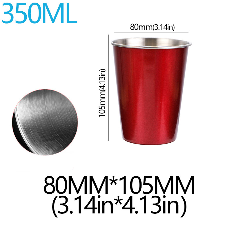 350/500ml Stainless Steel Cups Household Office Bar Kitchen Drinks Coffee Tumbler Tea Drinking Beer Mug Metal Travel Drink Cup: Red