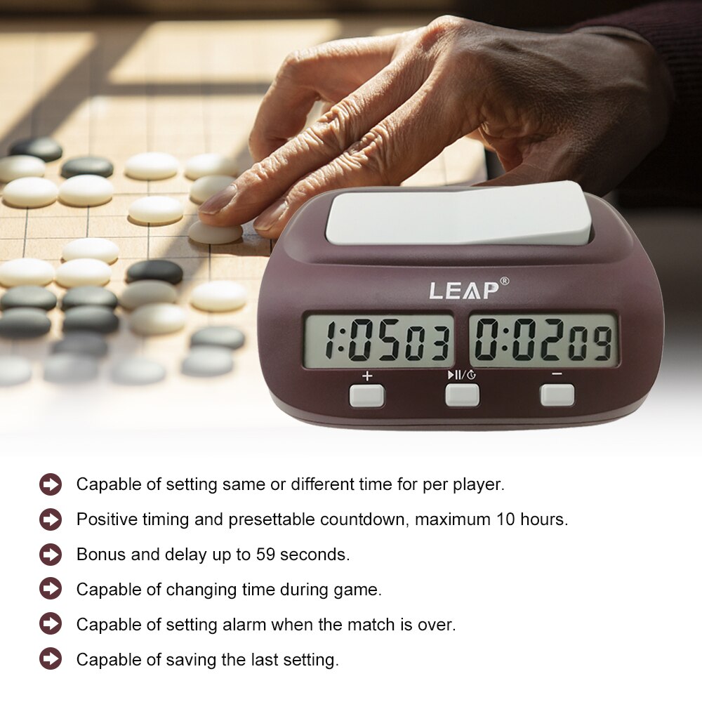 Portable Chess Clock Digital Chess Clock Count Down Chess Timer with Alarm Electronic Board Game with 4 Buttons