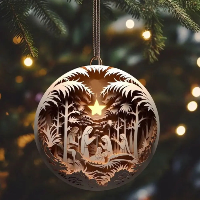 3D geschilderde kerststal kersthanger kerstboomversieringen creatieve kerstdecoratie woondecoratie