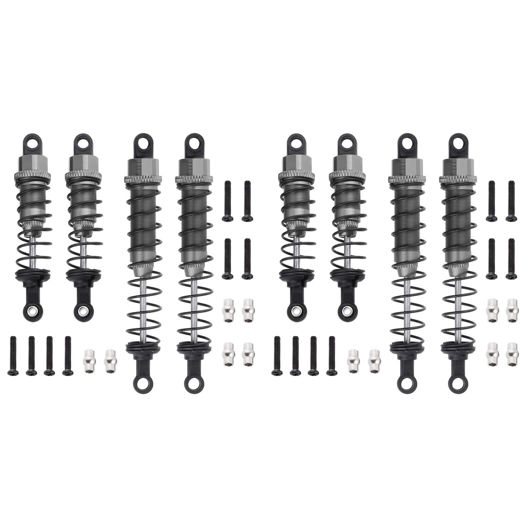 Amortisseur avant et arrière rempli d'huile en métal B78B-4X pour 1/12 Wltoys 12428 12423 pièce de mise à niveau sur chenilles de voiture RC, titane: Default Title