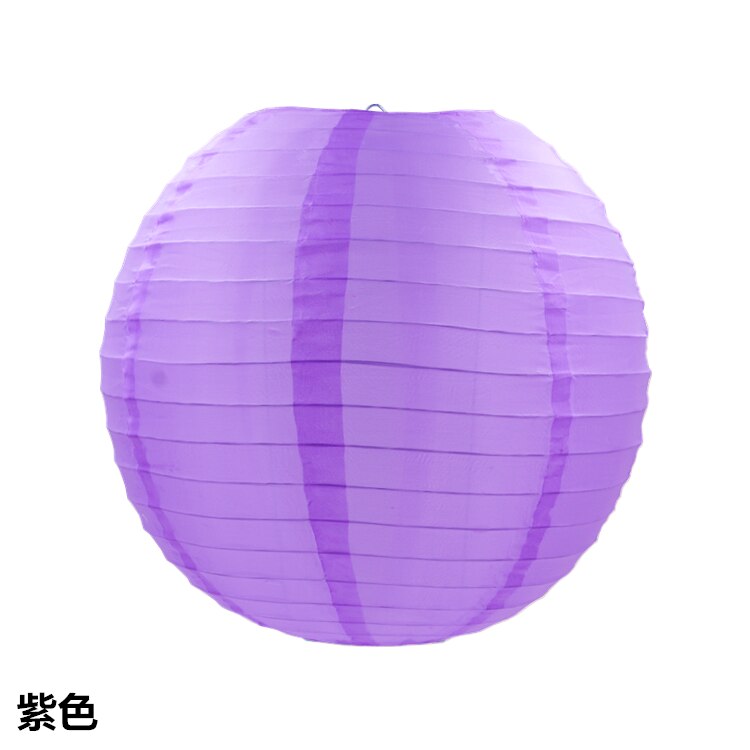 Nueva linterna de papel redonda china de 20 cm linterna de papel de cumpleaños para la decoración del Partido de la boda artesanía chico niños pintura DIY linterna: purple