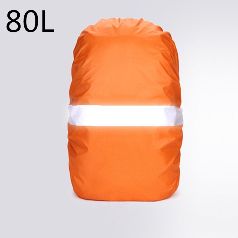 80L Reflektierende Regen Abdeckung Rucksack, 20L 35L 45L Wasserdichte Tasche Abdeckung, draussen Camping Wandern Klettern Staubdicht fallen für Rucksack: Orange 80L