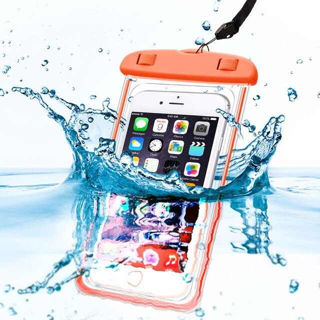 Universele Waterdichte Telefoon Pouch Voor iPhone Waterdichte Gevallen Voor Xiaomi Onderwater Licht Doos Zwemmen Waterdichte Tas Voor Samsung: Orange