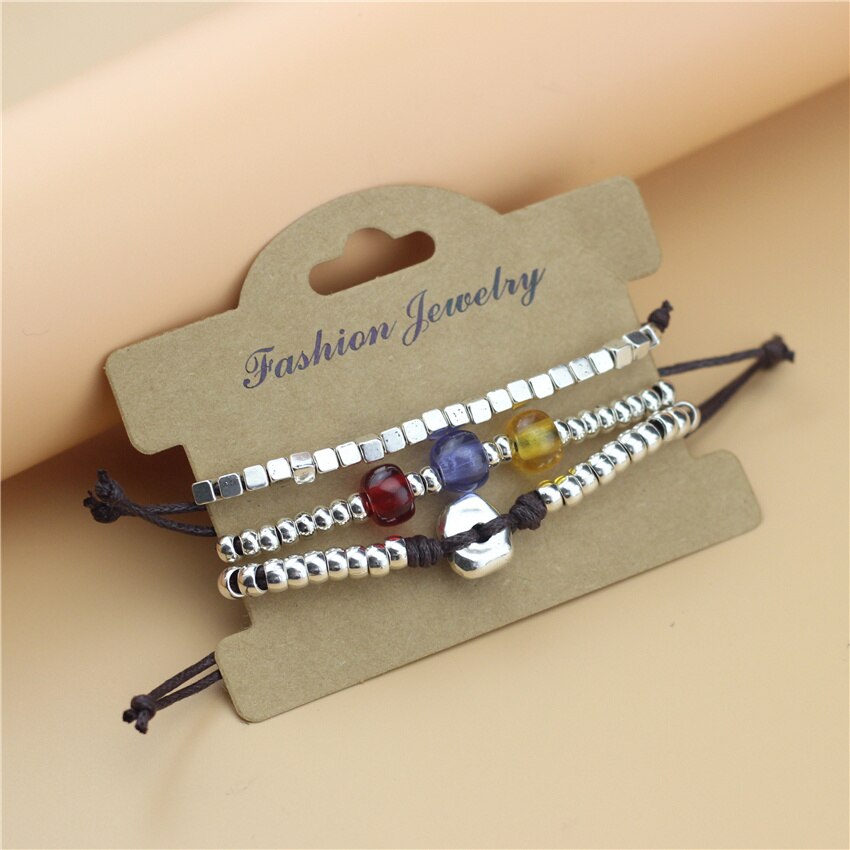 Anslow (3 Stks/set) Mode-sieraden Elegante Vrouwen Kleur Kraal Meisjes Lovers Charm Vriendschap Armband Simple Party LOW0863LB