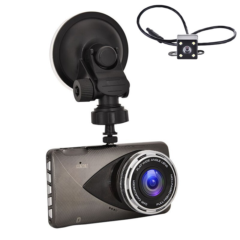 Caméra de tableau de bord avec grand Angle de 1296 ° Q10 170 P, dashcam, enregistreur vidéo avec vue arrière, 4 pouces, ADAS, enregistrement en boucle, Vision nocturne, capteur G: dual lens / 8G TF Card