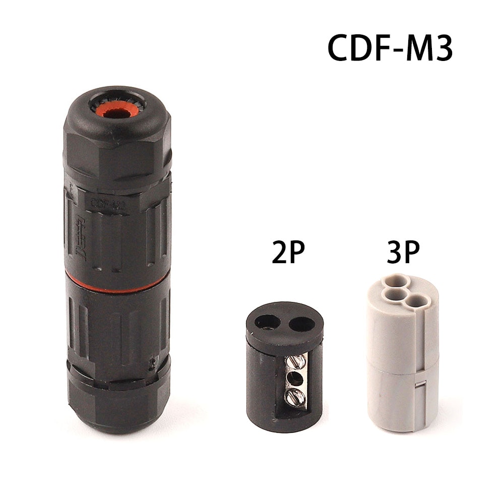 IP68 Industrial Electrical Waterproof Wire cable Connector 2 pin 3 pin Outdoor Plug Socket Straight Quick Screw Connection