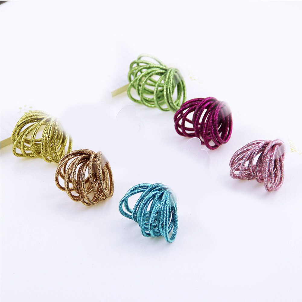 10Pc Glitter Shining Kids Chouchou Kleurrijke Elastische Haarbanden Zoete Leuke Paardenstaart Houder Voor Meisjes Accessoires Haar Ringen