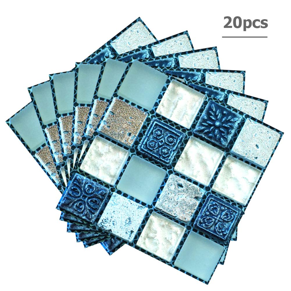 20 kpl/setti tee itse 3d seinätarraa vedenpitävä mosaiikkilaatta tarra paksuus pvc lattia kylpyhuoneen ovi keittiön kodinsisustustapetti