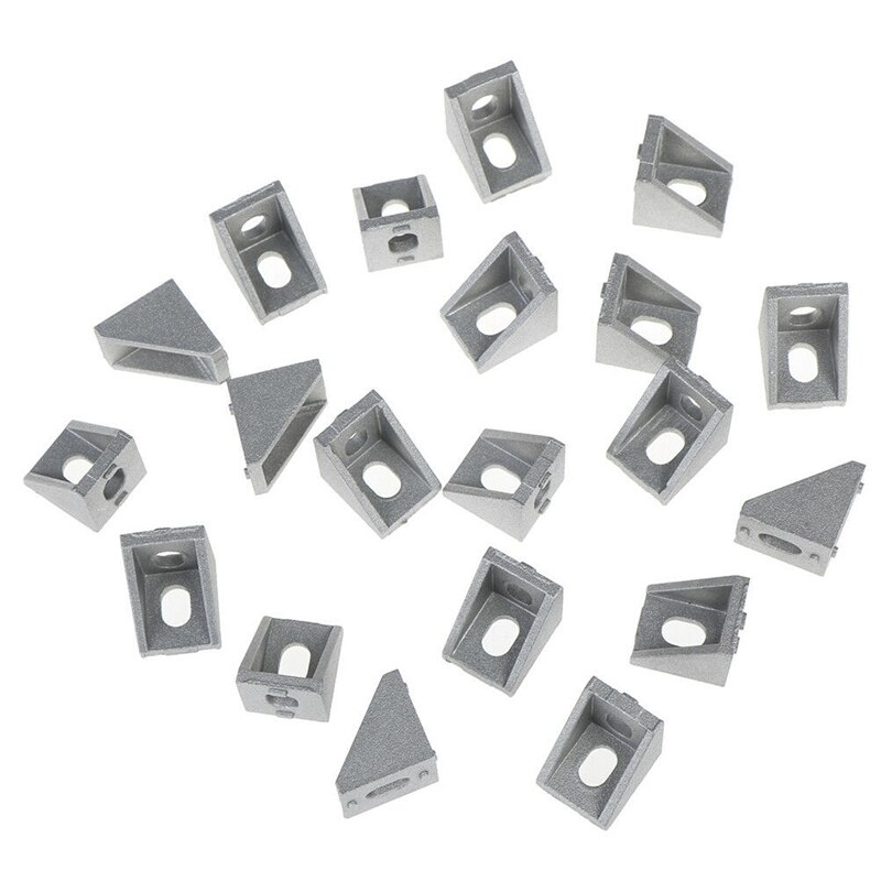 20Pcs Corner Fitting Angle Aluminum 20 X 20 L Connector Bracket Fastener Match Use Industrial Aluminum Profile