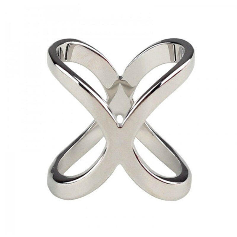 X Vorm Metalen Broches Voor Vrouwen Simple Cross Crystal Sjaal Clip Boog Gesp Houder Sjaals Sieraden Accessoires: Silver