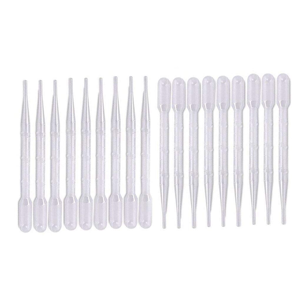 Juego de vasos medidores de plástico de 5 tamaños (50, 100, 250, 500, 1000ML) y 20 paquetes de pipetas de transferencia graduadas transparentes de 3ml