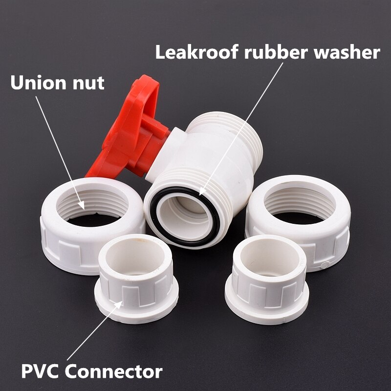 1Pc 20/25/32/40/50mm PVC Pipe Union Ball Valve Garden Irrigation Water Pipe Connector Aquarium Adapter Slip Shut Valve