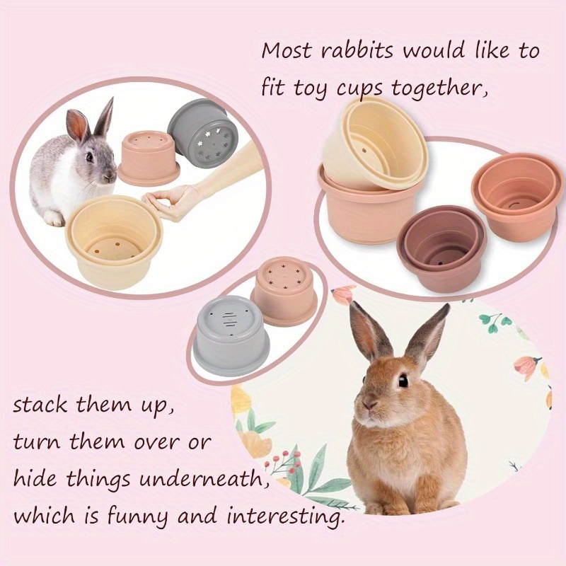 8 stuks stapelbekers voor konijnen, chinchilla's en cavia's - veelkleurig herbruikbaar plastic nestspeelgoed, 8 verschillende maten voor Fo