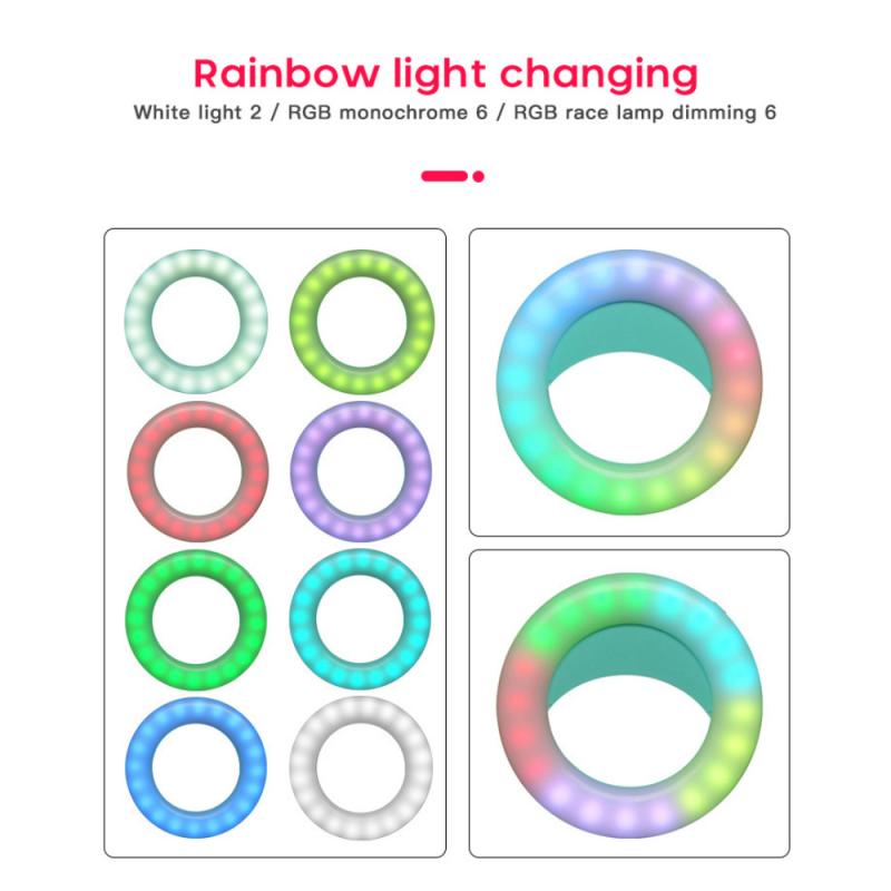 RGB LED Ring Mobile Phone Selfie Ring Flash Lens 3-level Brightness Fill Light Lamp Clip-on For Smartphone Light
