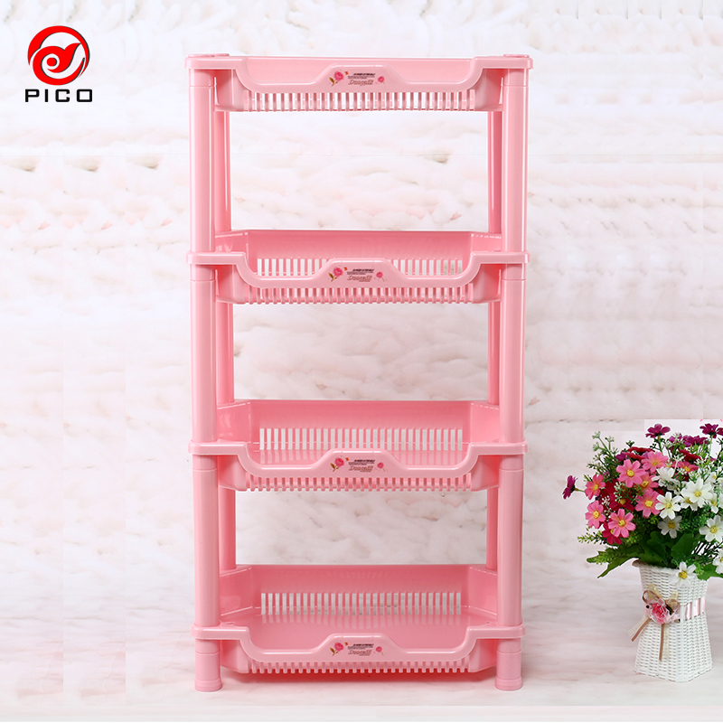 4 Layer PP dish rack kitchen organizer and storage White Hollow Bathroom Shower Sundries rack shelf room ZL304