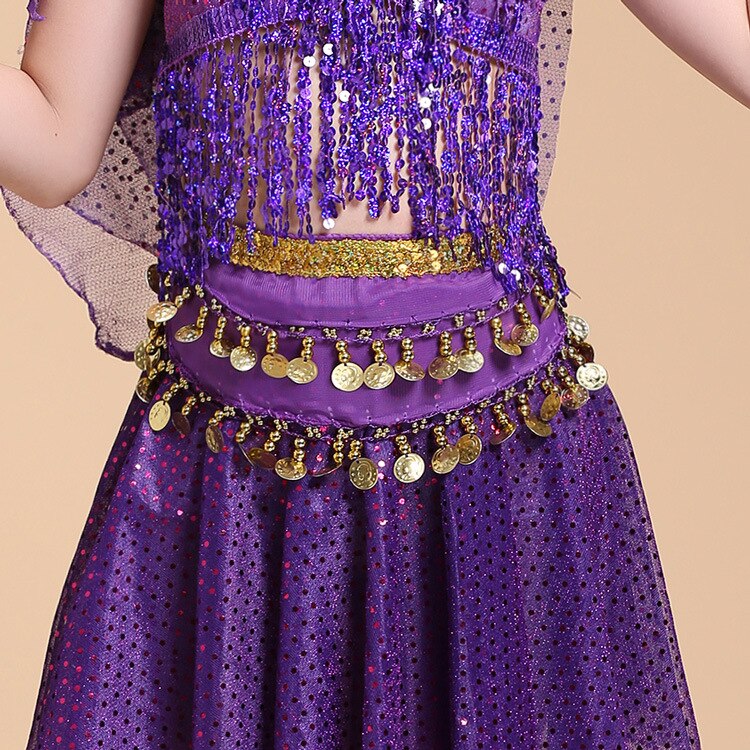 Child waist chain hip scarf kids belly dance indian dance belt 6 colors Waist Chain Belt Kids Dance Practice Hip Waist Seal: purple