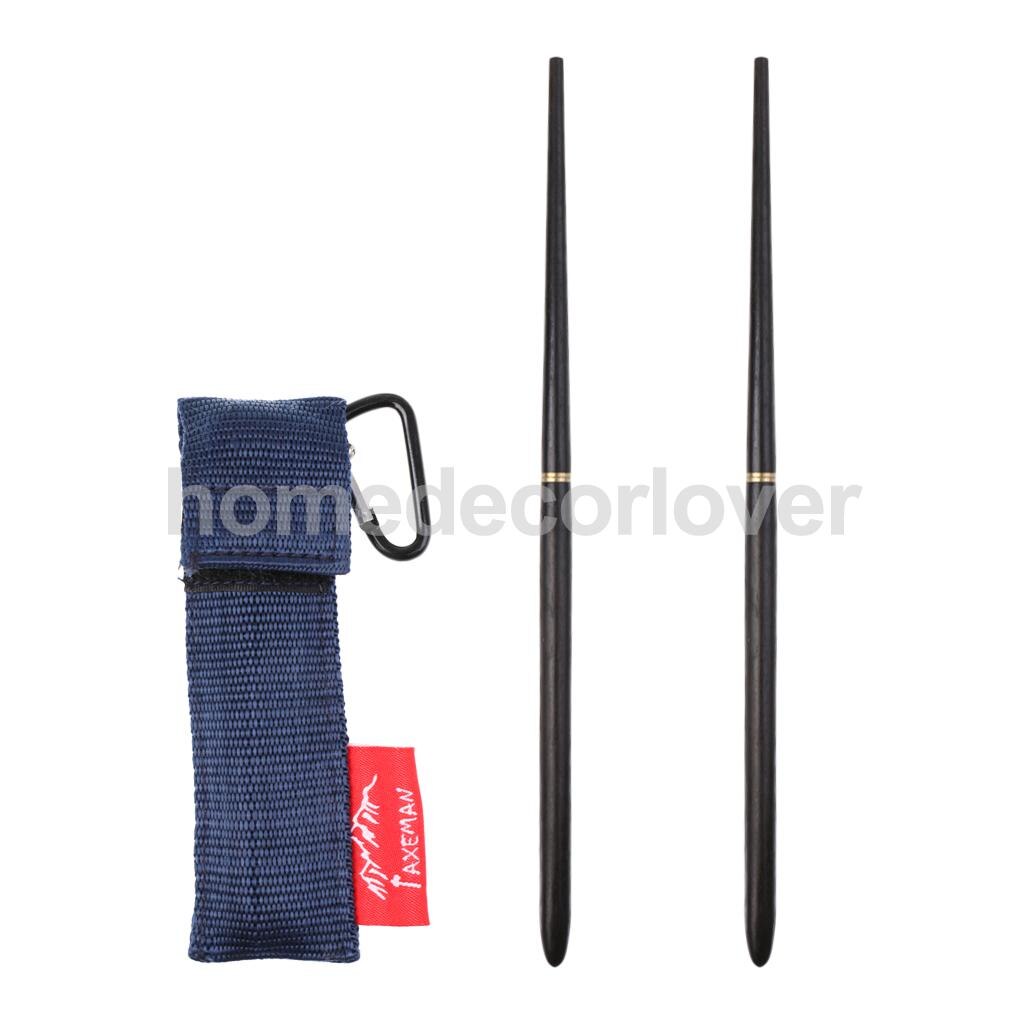 Camping Backpacken Picknick Buitenshuis Ebbenhout Chinese Opvouwbaar Opvouwbare Houten Eetstokjes Servies Bestek Set Met Pouch