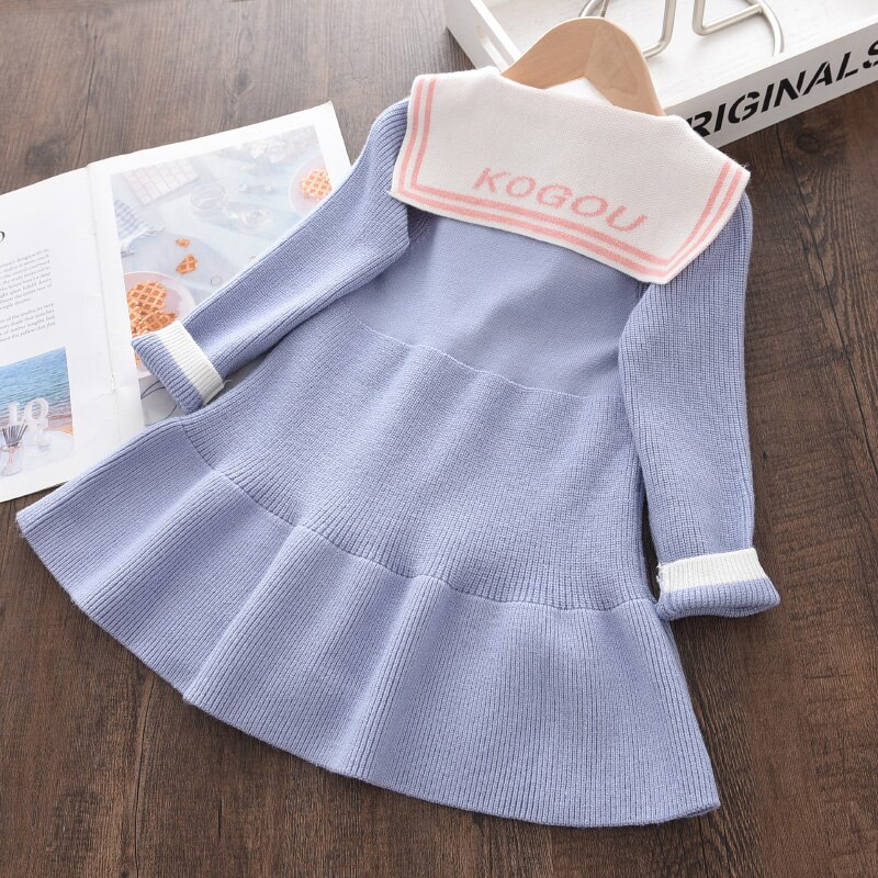 Menoea Baby Girls abiti lavorati a maglia 2021 New Infant Kids maglione a maniche lunghe abito Polka Dot Bow inverno autunno abiti abiti 3-7Y