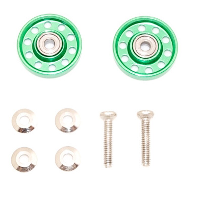 1 set of aluminium alloy 10 holes 13mm rollers for tamiya mini 4wd racing car 1/32 scale: green