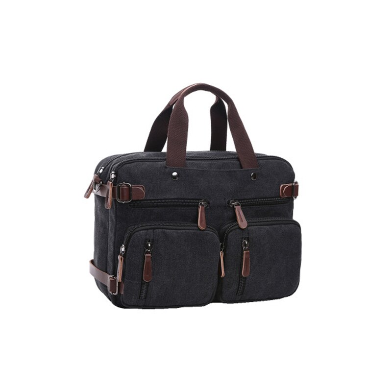 Casual canvas business aktetas multifunctionele handtas herenrugzak schoudertas crossbody 17 inch laptop ipad reiskoffer: Is zwart