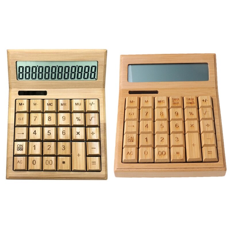 Functionele Desktop Calculator Zonne-energie Bamboe Rekenmachines Met Groot Display