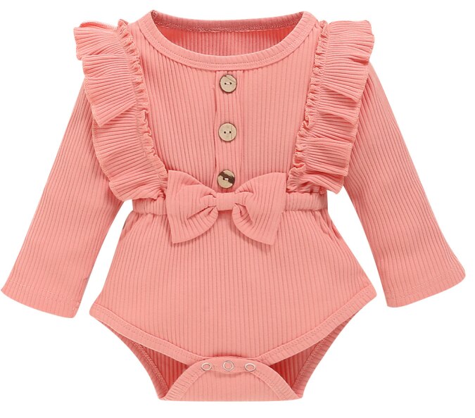 Cathery newborn baby pojkar flickor bomull stickad tröja enfärgad lång ärm med rosett 0-18m: C / 18m