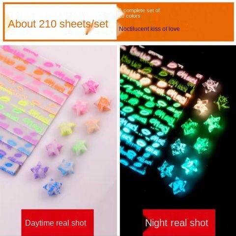 Lighting Star Origami Paper Handmade Mixed Set Craft Paper Folding DIY Crafts Fluorescence Home Decoration Stickers Luck: Pink