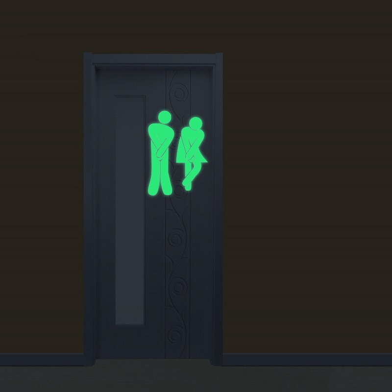 Grappige Lichtgevende Wc Wand Wc Sticker Waterdicht Deur Teken Glow In The Dark Fluorescerende Poster Stickers Badkamer Wc Stickers